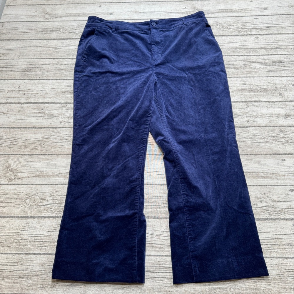 NEW NYDJ Trousers Women's 16 Dark Sapphire Velvet Straight Leg Relaxed Classic